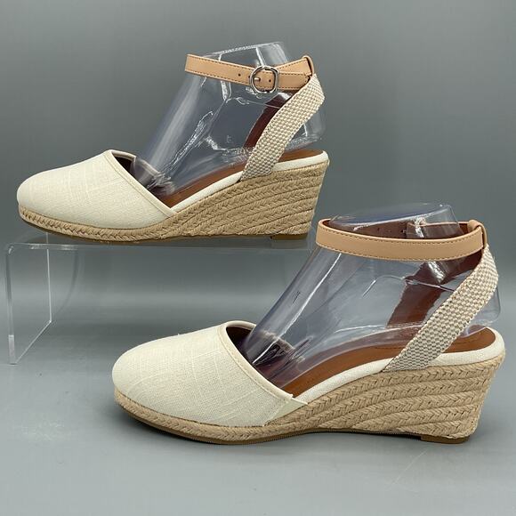 NEW Style & Co Women’s Mailena Wedge Espadrille Sandals Beige Size 8W - Picture 2 of 10
